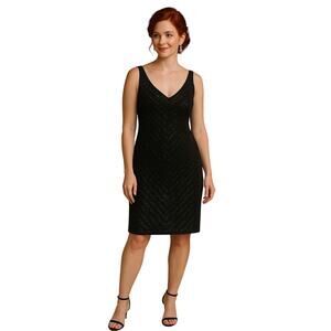 Carmen Marc Valvo Black Studded Cocktail Dress - Size M